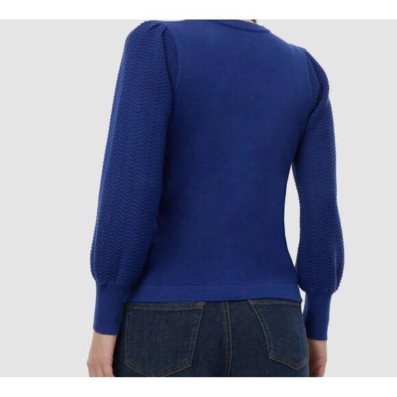 Jones New York Women's Solid-Color Mixed-Stitch Sweater Cozy Top Royal Blue XL - Picture 2 of 8